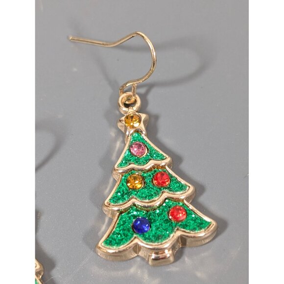 Christmas Tree Glitter Earrings For Pierced Ears By JCM Dangle - Picture 3 of 6